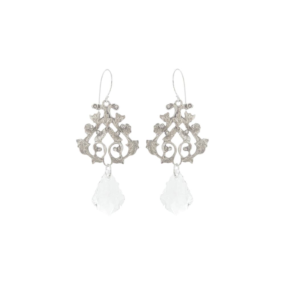 VIRGINS SAINTS & ANGELS VSA Vine Drop Earrings in Silver & Clear